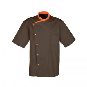 chaqueta-de-cocina-bragard-juliuso-manga-corta-9124-chocolate-naranja